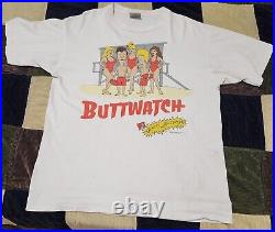 Beavis And Butthead MTV Vintage 90s Buttwatch Baywatch Spoof White T-Shirt Large