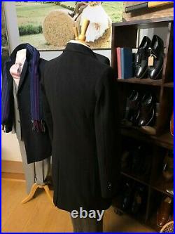 Black Wool Cashmere Overcoat Vintage 3/4 Length New Coat Cromby 36 38 40 42