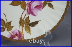 Bodley Hand Painted Large Pink Roses & Raised Gold 9 Inch Plate Circa 1890s B