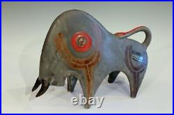 Bruno Gambone Vintage Italian Pottery Bull Animal Figure Large Raymor Era 13x10