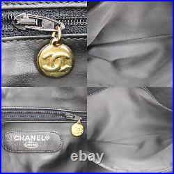 CHANEL CC Logos Bicolole Boston Hand Bag Black Leather Vintage Auth #NN219 Y