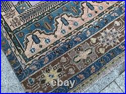 Clearance Tribal Turkish Vintage Handknotted Tribal Wool Antique Scatter Rug