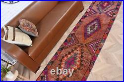 Colorful Rug, Vintage Rugs, Floor Rug, 2.4x11.5 ft Runner Rug, Turkish Rug