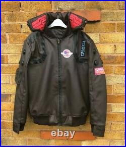 Cyberpunk 2077 Costume Jacket Mens Brown Leather Embroidery Coat / XS-5XL Custom