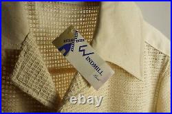 Deadstock Vintage 1970's Men's Large Ivory Open Knit Collared Camp Beach Shirt