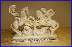 Dominant Marvelous Vintage A. Santini Battling Roman Cavalrymen Large Sculpture