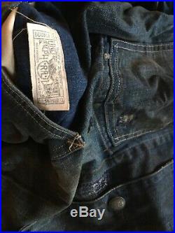 Double rl Denim Jean Jacket, Men's RRL, Sz L engineer coat vintage patches