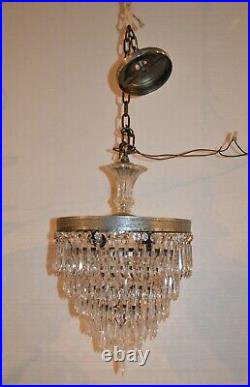 Elegant Vintage 5 Tier Wedding Cake Prism Crystal Chandelier Nice Glass Top Drop
