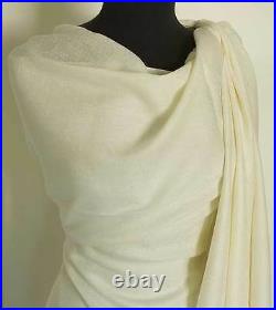 Extra Large Soft Wool Jamavar Shawl White-on-White Paisley Pashmina 100x52