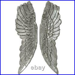 Extra Large Wall Mounted Angel Wings 104cm Antique Silver Wall Hanging Home Deco