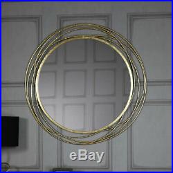 Extra large round antique gold circle swirl mirror vintage chic living room hall