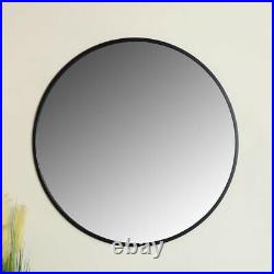 Extra large round black metal framed wall mirror vintage industrial chic display