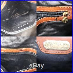 FENDI Pequin Striped Boston Hand Bag Brown Black PVC Vintage Auth JUNK #AA598