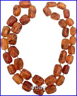 Fabulous Vintage Amber Strand Necklace Large 28 MM Chunks, 39 Long, 155 Grams