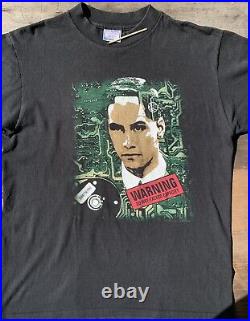Genuine vintage Johnny Mnemonic Movie Tshirt Keanu Dated Front Back Print Large