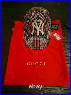 Gucci Men's NY Yankees Red black Plaid Cap, Size 57-61cm very rare! Last one