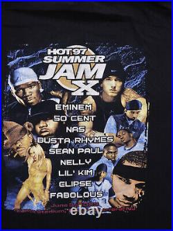 HOT 97 Summer Jam X vintage t shirt EMINEM 50 Cent NAS 2003 NJ Lil Kim Busta L