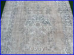 Hand-Knotted Large Vintage Carpet 6x10 Blue Wool Oriental Rug Oversized Muted