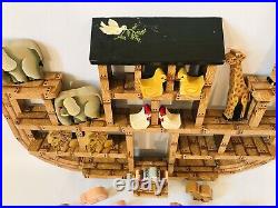 Hand Painted / Signed Noah's Ark 1997 Vintage Ark with Animals And Noah 22 X 15