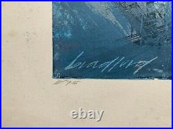 Howard Bradford Vintage Signed Serigraph Print Titled Red Wharf 1962