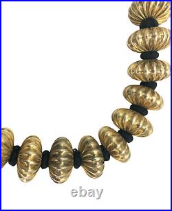 Indian Silver Gold Plated Large Bead Choker Necklace Black Tribal Vintage