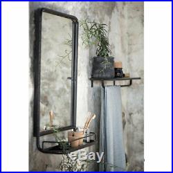 Industrial Black Wall Hanging Mirror with Mini Shelf by Ib Laursen 70 cm