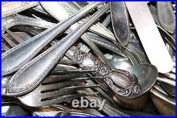 Interesting Antique Vintage Silver plated flatware LARGE FLAT RATE BOX Over 30LB