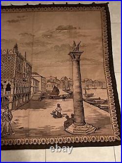 Italian Tapestry Vintage Rome Beautiful Large Wall Hanging 52X47 Made In Italy