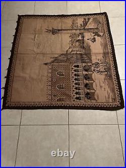 Italian Tapestry Vintage Rome Beautiful Large Wall Hanging 52X47 Made In Italy