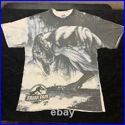 Jurassic Park Vintage Shirt T Rex All Over Print Hanes Single Stitch Mens XL
