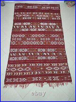 Kilim Marocain Berbère vintage large Antique unique fait main, zemmour rug carpet