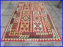 Kilim Vintage Traditional Hand Made Oriental Large Kilim Red Wool 253x164cm