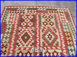Kilim Vintage Traditional Hand Made Oriental Large Kilim Red Wool 253x164cm