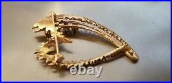 LARGE Antique Estate Vintage 14k 14kt Yellow Gold Heart Ruby Peridot Brooch Pin