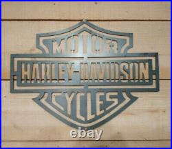 LARGE HARLEY DAVIDSON MOTORCYCLE Logo Metal Sign Hand Finished Wall ART BIKE