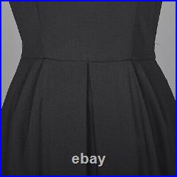L Vintage 1960s 60s Little Black Dress Short Sleeve Cocktail Petal Skirt Evening