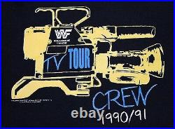 L thin vtg 1990 WWF WRESTLING tv tour crew screen stars t shirt 24.138