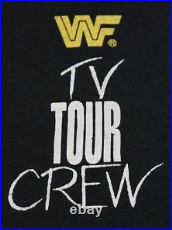 L thin vtg 1990 WWF WRESTLING tv tour crew screen stars t shirt 24.138