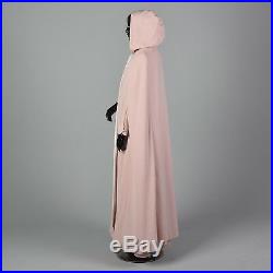 Large 1970s Pink Knit Maxi Dress with Reversible Cape VTG Custom Made Long Cloak
