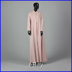 Large 1970s Pink Knit Maxi Dress with Reversible Cape VTG Custom Made Long Cloak