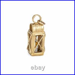 Large 1 Inch Lantern Charm Vintage 14k Yellow Gold Estate Fine Jewelry