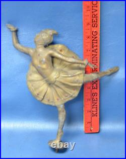 Large 8.5 Antique Metal Figurine Woman Dancer Showgirl Ballerina Vtg Las Vegas