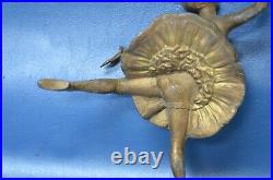 Large 8.5 Antique Metal Figurine Woman Dancer Showgirl Ballerina Vtg Las Vegas