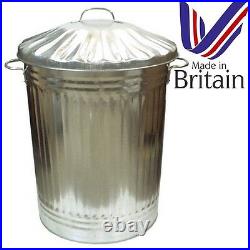 Large 90L Litre Galvanised Metal Bin Rubbish Waste Dustbin Animal Feed Storage u