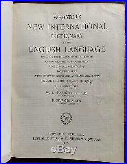 Large Antique 1925 Webster's New International Dictionary Old Vintage Huge Book