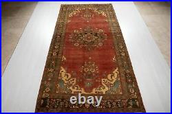 Large Antique Area Rug Red 5x11 Low Pile Worn Distressed Carpet 11' 3 x 5' 7