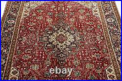 Large Antique Area Rug Red 7x10 Low Pile Worn Distressed Carpet 9' 7 x 6' 6