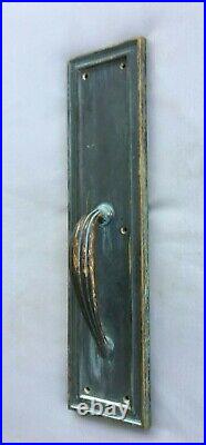 Large Antique Brass Bronze Industrial Door Pull Handle Vtg Bank Hardware 180-19J