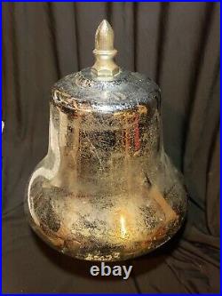 Large Antique Brass Fire Engine Truck Bell Finial Chrome Vintage 11.5 Wide 14