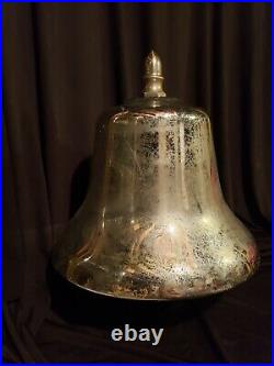 Large Antique Brass Fire Engine Truck Bell Finial Chrome Vintage 11.5 Wide 14